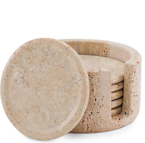 Marble coasters set round - set, of