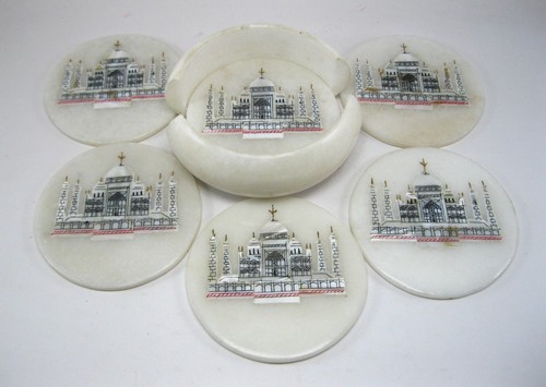 White marble coffee coaster - white,