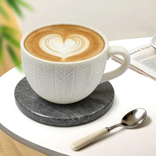 Natural marble coasters round - natural,