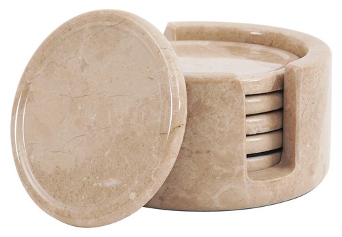 Round marble coasters set 6 - marble, of