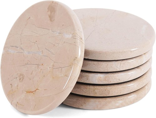 Marble round coasters set 6 - round,