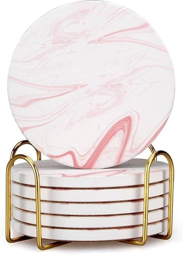 Cute pink marble coasters - cute, set