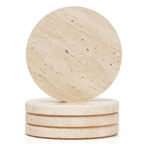 Travertine marble coasters set - travertine,