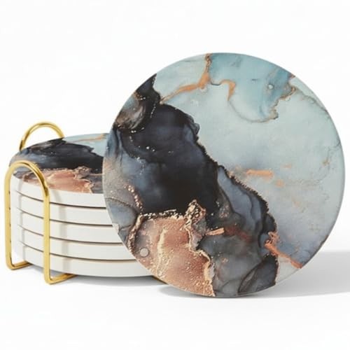Ceramic marble coasters set - coasters, of