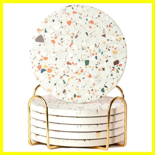 Terrazzo coasters set - set, 6