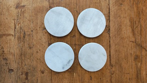 White marble round coasters - marble,