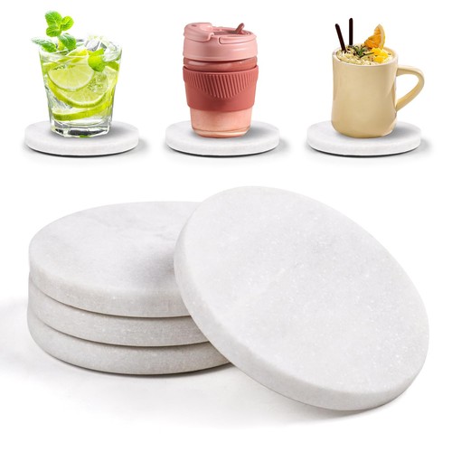White marble coasters - marble,