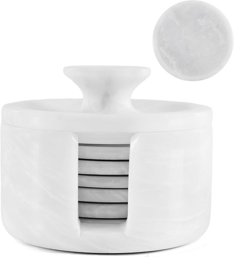 Marble round coasters set 6 - coasters,