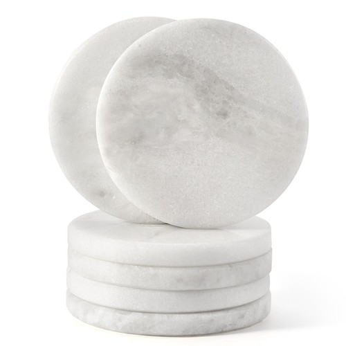 White marble coasters set 6 - white,