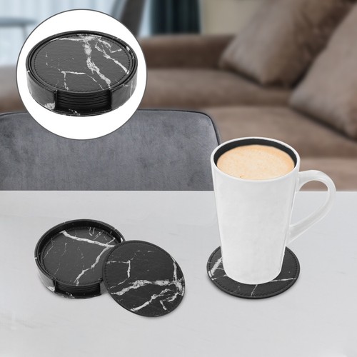 Black marble coaster coffee - coaster,