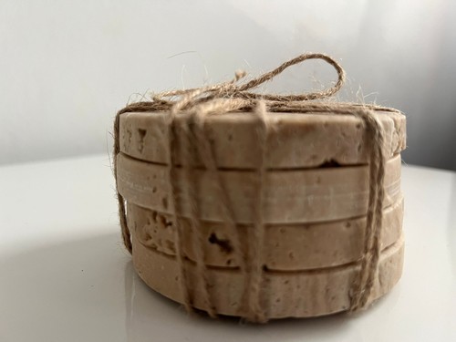 Handmade travertine coasters - handmade,
